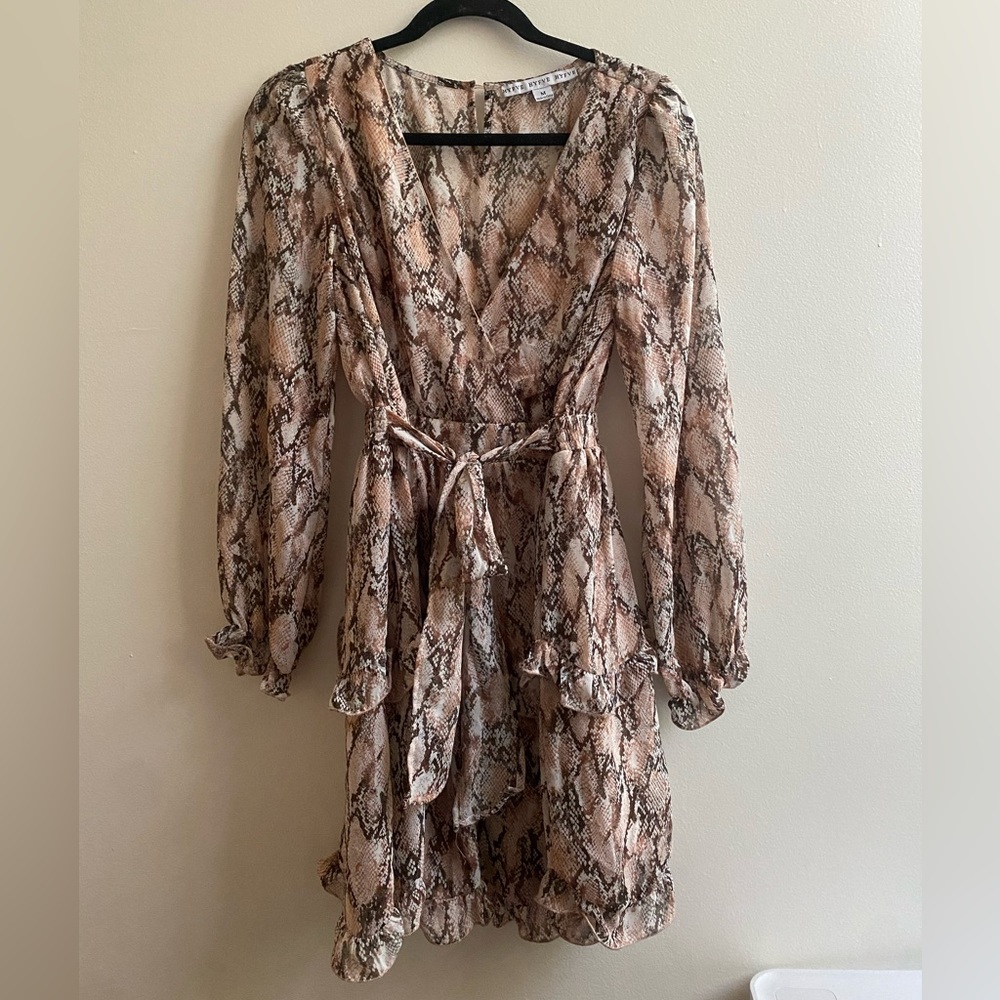 Hyfve Brown Python Ruffle Dress - image 1